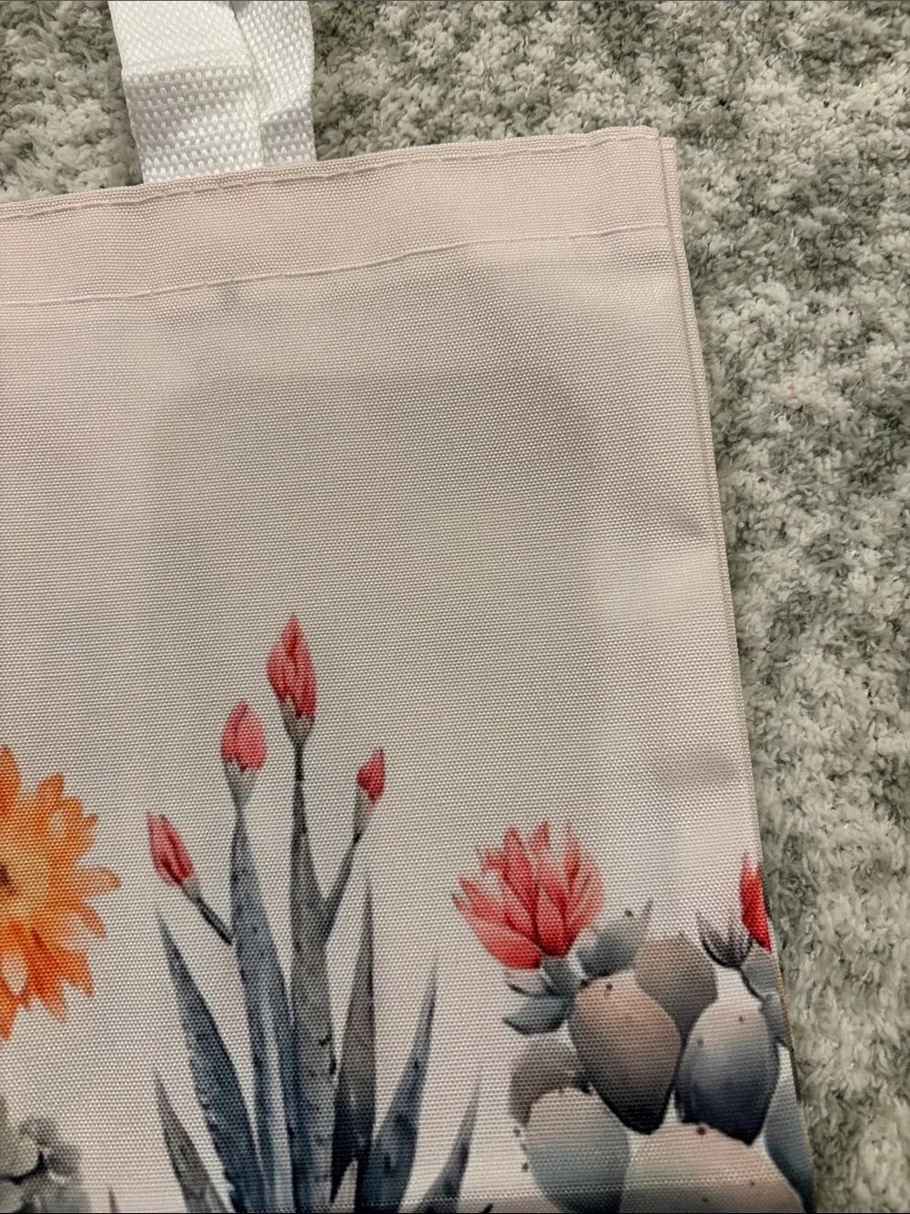 Southwest Desert Botanical Potted Cactus Succulent Poly Canvas Tote Bag NWT
